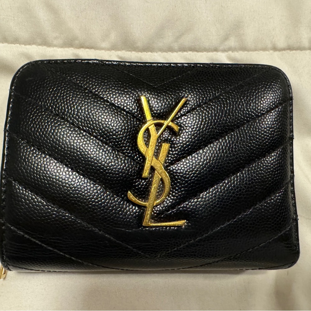 YSL CASSANDRE MATELASSÉ COMPACT ZIP-AROUND WALLET IN LAMBSKIN